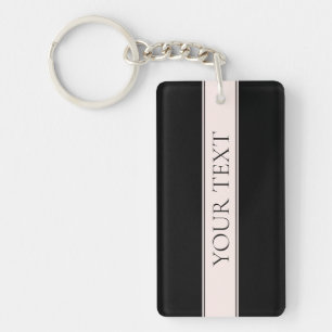 Porte-clefs Rayure rose pâle et texte éditable élégant