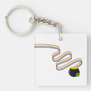 Porte-clefs Rayures arc-en-ciel ondulées menant au pot d'or