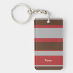 Porte-clefs Rayures asymétriques Lignes horizontales Gris Roug