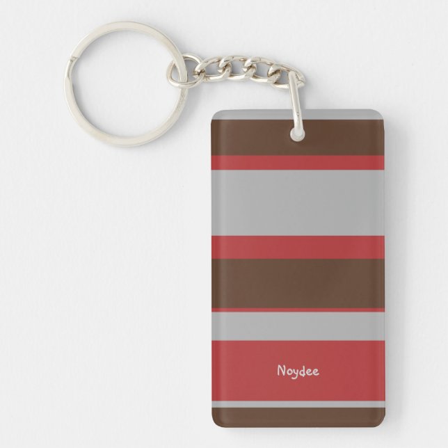 Porte-clefs Rayures asymétriques Lignes horizontales Gris Roug (Devant)