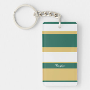 Porte-clefs Rayures asymétriques Lignes Vert Or Blanc