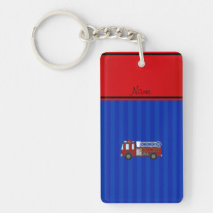 Porte-clefs Rayures bleues personnalisées de firetruck nommé