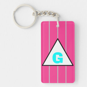 Porte-clefs Rayures d'argent rose monogramme