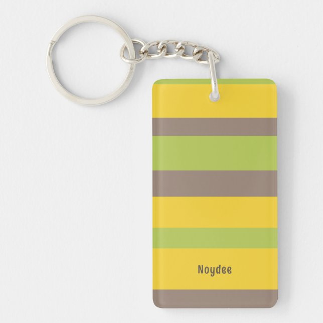 Porte-clefs Rayures harmonieuses Marron Jaune Vert (Devant)