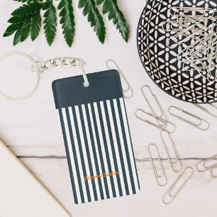 Porte-clefs Rayures Navy   Monogramme du gentleman moderne