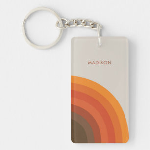 Porte-clefs Rayures Rétro Colorées 70s 80s Marron Doré Orange