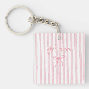 Porte-clefs Rayures roses personnalisées Coquette Texte person