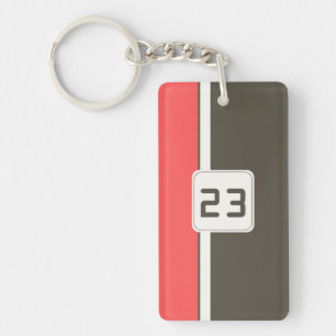 Porte-clefs Rayures verticales de course marron rouge rétro