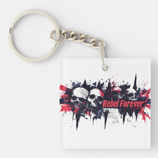 Porte-clefs "Rebel Forever" - Edgy Skull Design graphique (Devant)