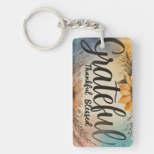 Porte-clefs Reconnaissante, Heureuse, Bénie Porte - clé