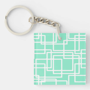 Porte-clefs Rectangles Rétro Modernes Sur Aqua Dilué