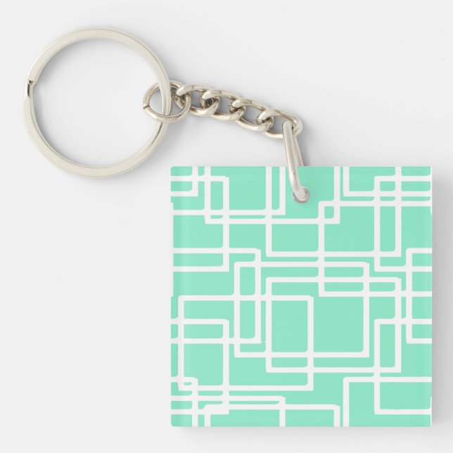 Porte-clefs Rectangles Rétro Modernes Sur Aqua Dilué (Devant)