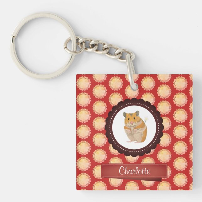 Porte-clefs Red Ajouter Votre Nom Hamster (Devant)