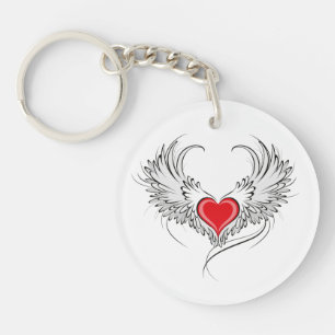 Porte-clefs Red Angel Coeur avec ailes