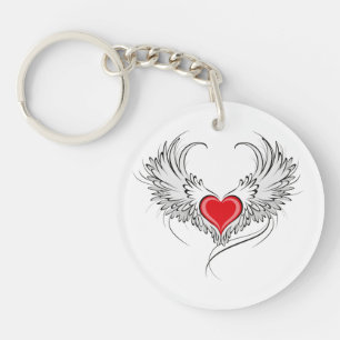 Porte-clefs Red Angel Coeur avec ailes