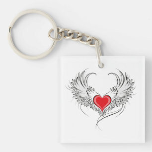 Porte-clefs Red Angel Coeur avec ailes