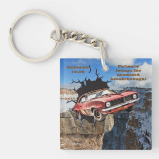 Porte-clefs Red Camaro Mountain Cliff Écriture chrétienne