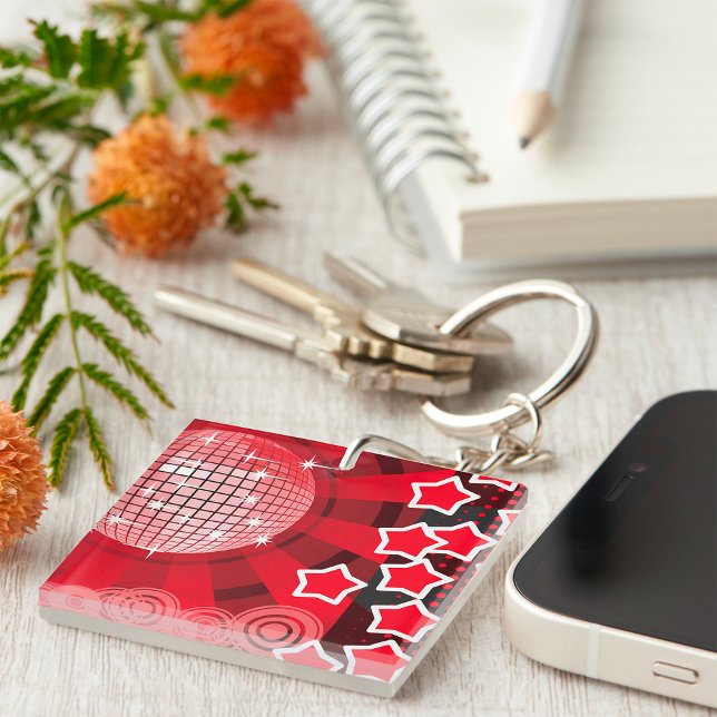 Porte-clefs Red Disco Party Thème avec étoiles et Parties scin (Créateur téléchargé)