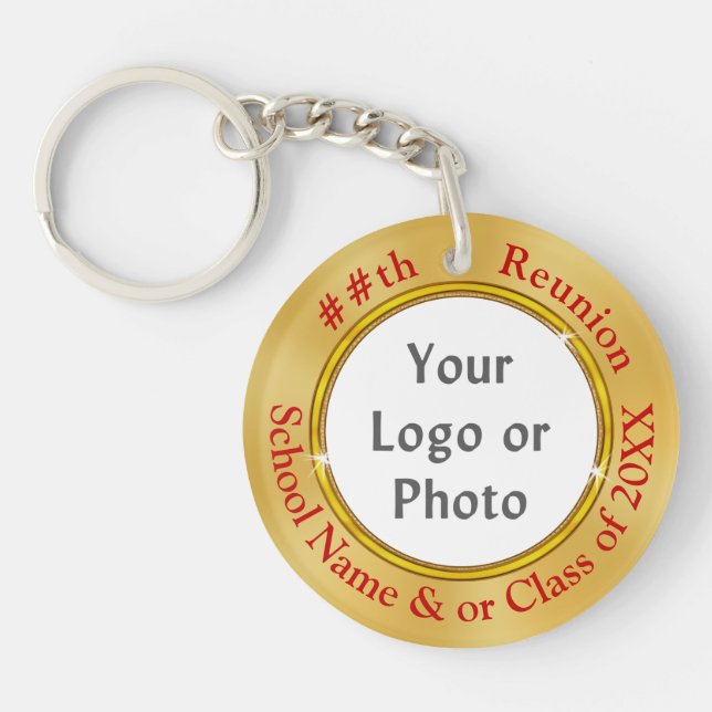 Porte-clefs Red Gold Photo Personnaliser Classe Reunion Souven (Devant)
