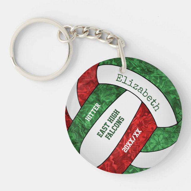 Porte-clefs Red green girly sport coutume volley (Devant)