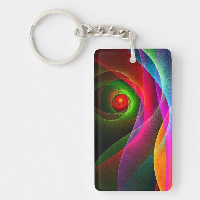 Porte-clefs Red Green Orange Modern Abstrait Art Motif #22 (Devant)