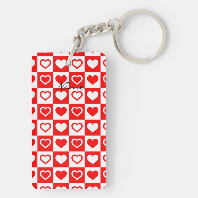 Porte-clefs Red Hearts Plaid Motif Thunder_Cove (Dos)