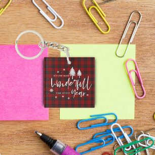 Porte-clefs Red Plaid Merveilleux Moment De L'Année Cadeau De
