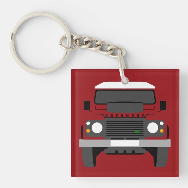Porte-clefs Red Pop Art Classic Land Rover Car (Devant)