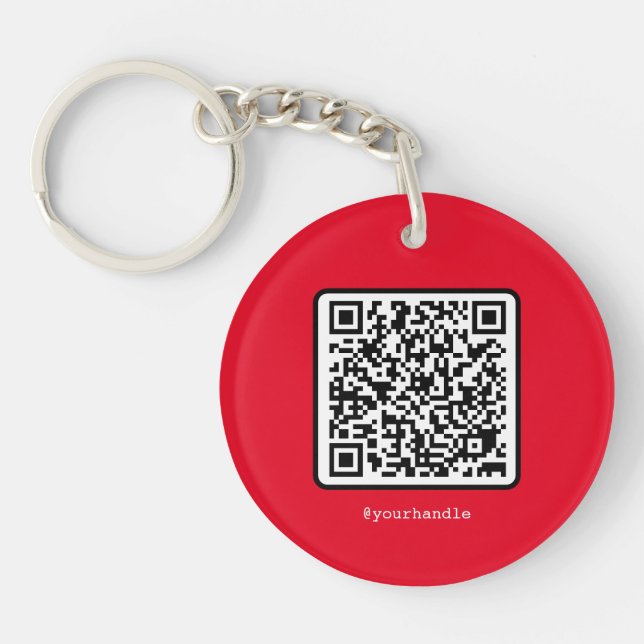 Porte-clefs Red QR Code Key Ring Social Media Custom (Devant)