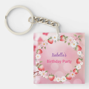 Porte-clefs Red Strawberry Daisy fête d'anniversaire pour elle
