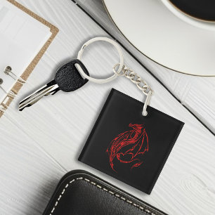 Porte-clefs Red Tribal Dragon Black Business Logo