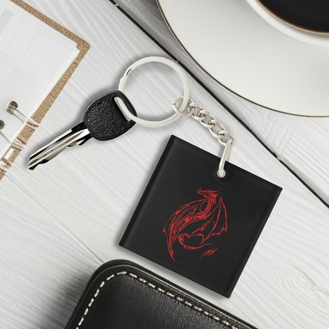 Porte-clefs Red Tribal Dragon Black Business Logo (Créateur téléchargé)