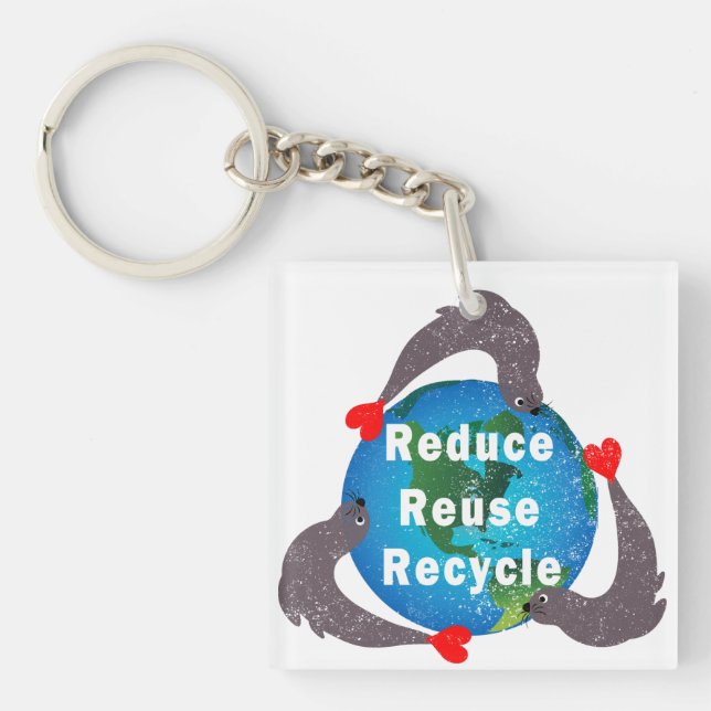 Porte-clefs Réduire la réutilisation du recyclage (Devant)