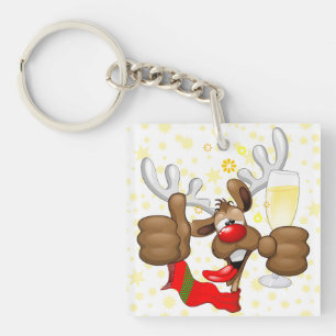 Porte-clefs Reindeer Drunk Funny Caractère de Noël