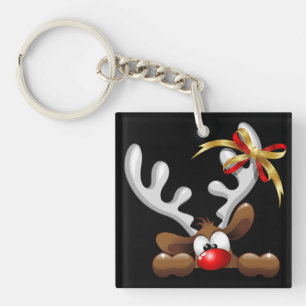Porte-clefs Reindeer Puzzled drôle Caractère de Noël