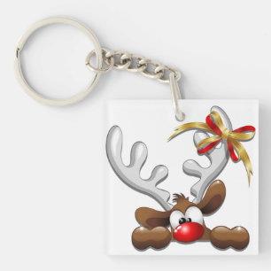 Porte-clefs Reindeer Puzzled drôle Caractère de Noël