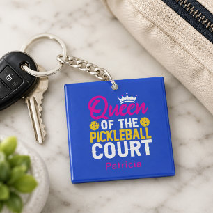 Porte-clefs Reine amusante et personnalisée du court de pickle