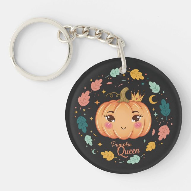 Porte-clefs Reine Citrouille 👑 | Halloween Mignon  (Devant)