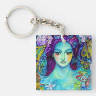 Porte-clefs Reine des fées enchantée avec papillons