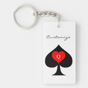 Porte-clefs Reine noire des pique Coeur rouge Thunder_Cove