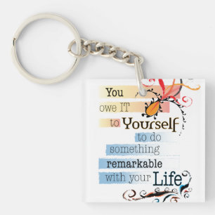 Porte-clefs Remarquable LIFE Inspirational Citation illustrée