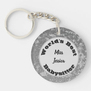 Porte-clefs Remerciement à la babysitteuse Argent Marbré