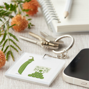 Porte-clefs Remerciement Maman Message avec Pois et Cosse de P