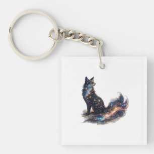 Porte-clefs Renard Céleste Animal de Fantaisie Cosmique