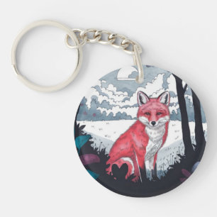 Porte-clefs Renard dans le Porte - clé acrylique rond de compe
