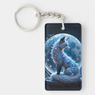 Porte-clefs Renard de cristal éclairé par la lune – Gardien de