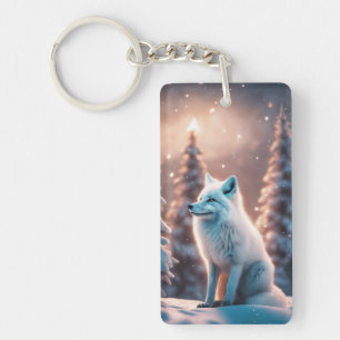 Porte-clefs Renard d'hiver souriant