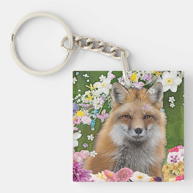Porte-clefs Renard Fairytale dans le champ des fleurs (Devant)