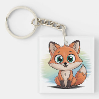 Porte-clefs Renard mignon Cartoon | Illustration d'animaux mig