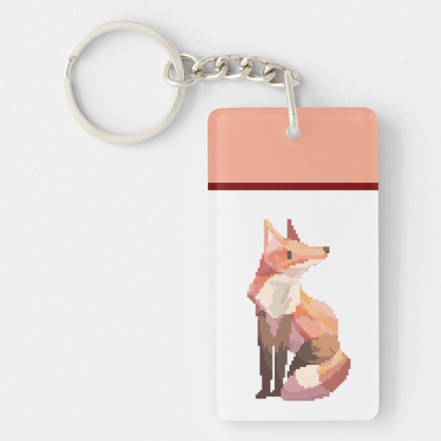 Porte-clefs Renard, pixelart, Pixel Art (Devant)
